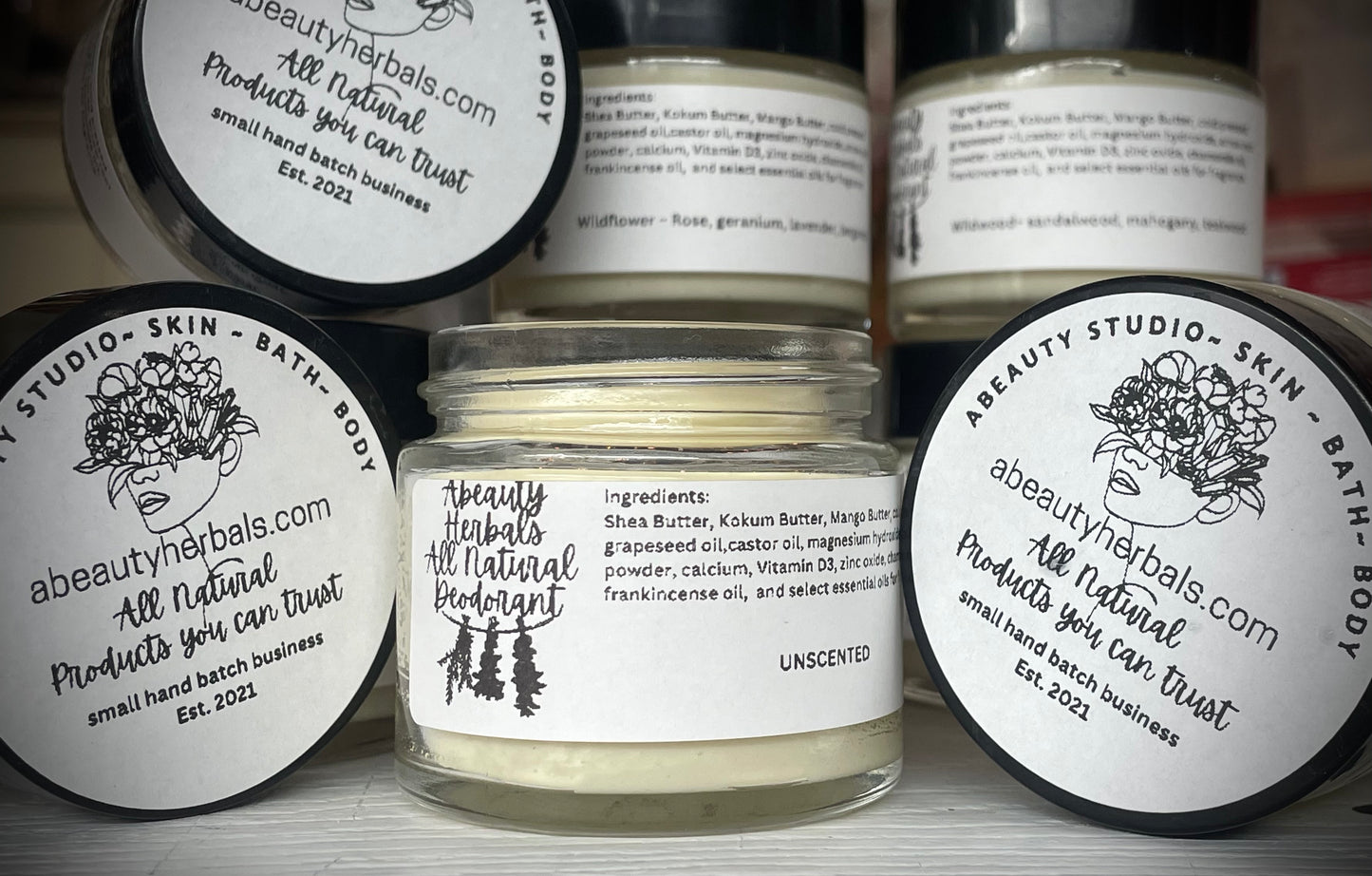 Clean Deodorant, free from aluminum, nut oils, baking soda and artificial fragrance.