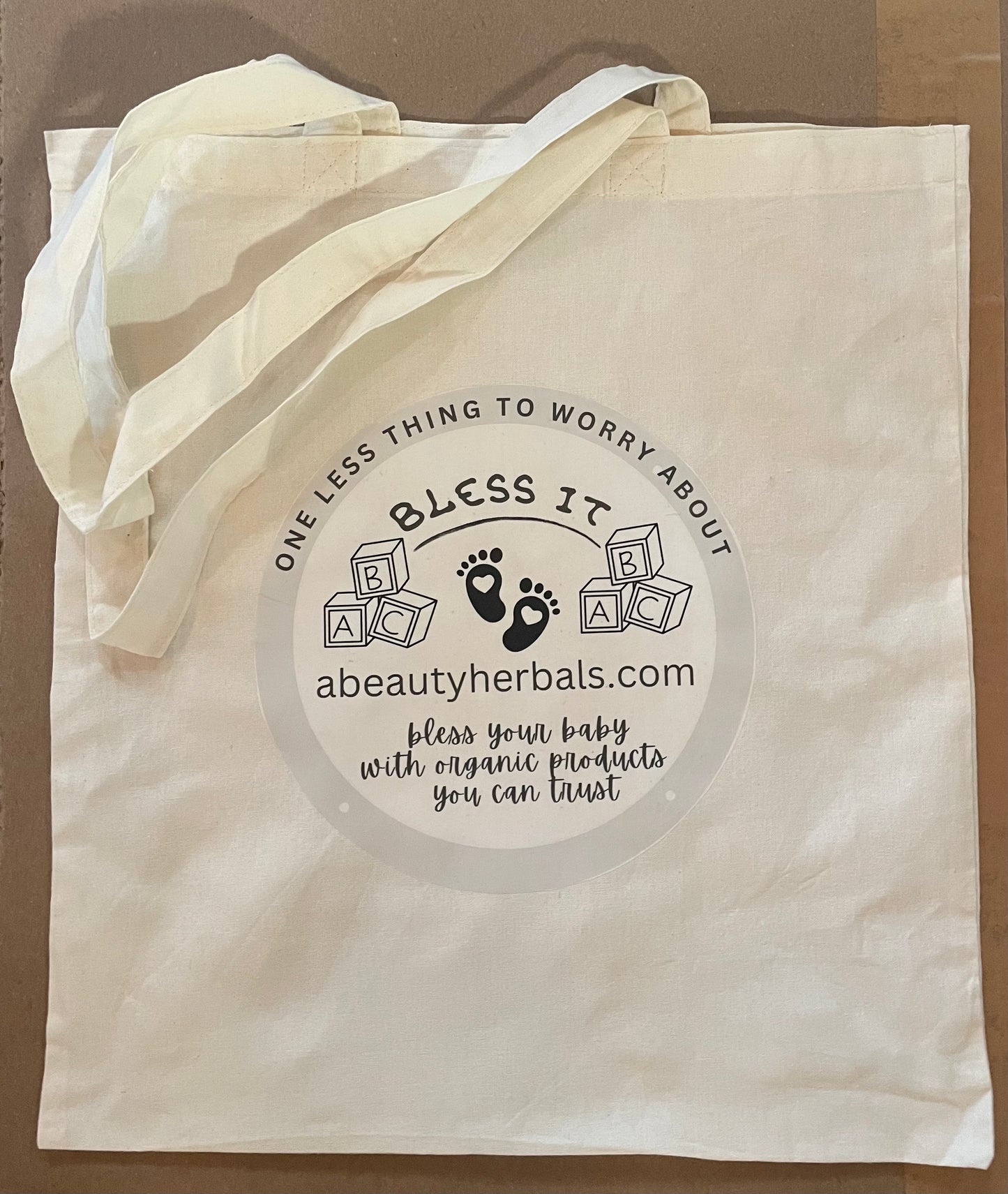 Bless It baby tote 16x20 all natural cotton