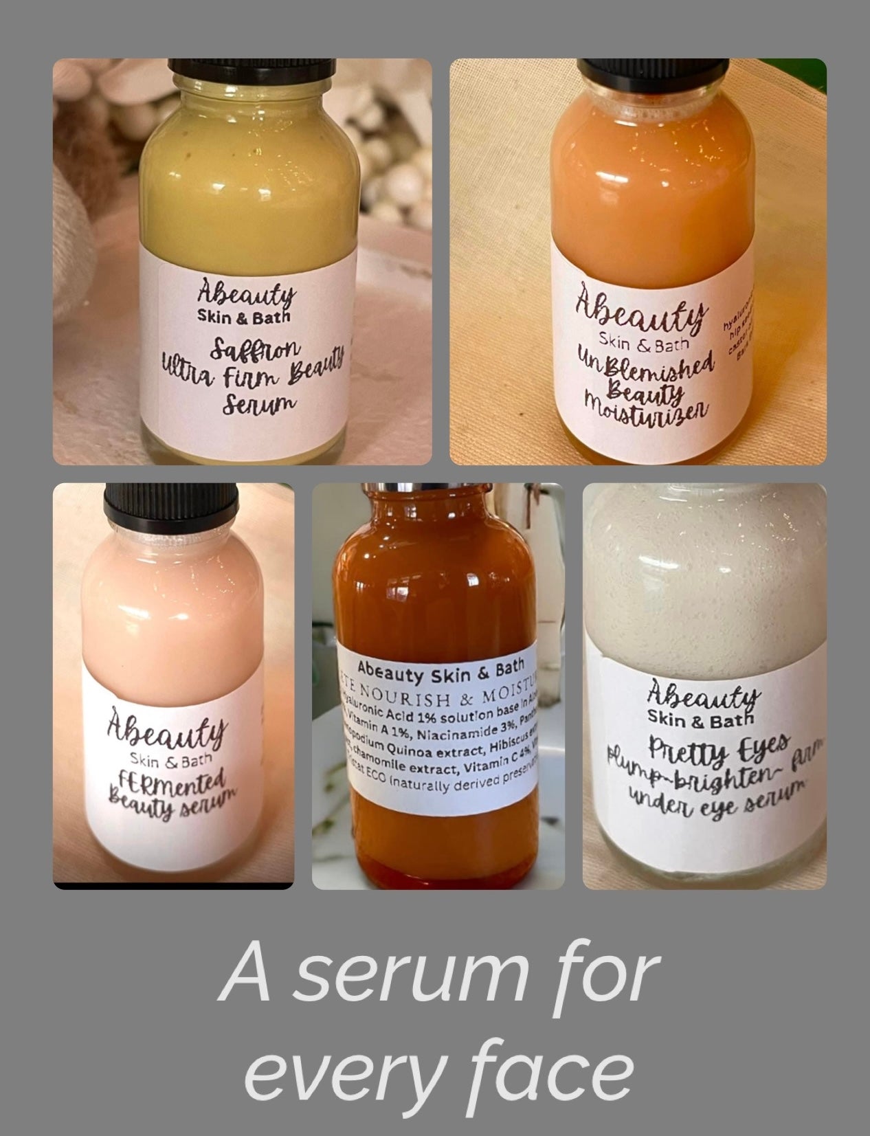 Hyaluronic Acid based serums 15ml dropper bottle