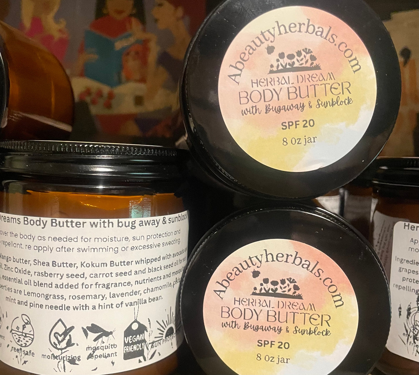 Herbal Dreams Body Butter infused SPF 20 ~lemon grass and sandlewood fragrance.