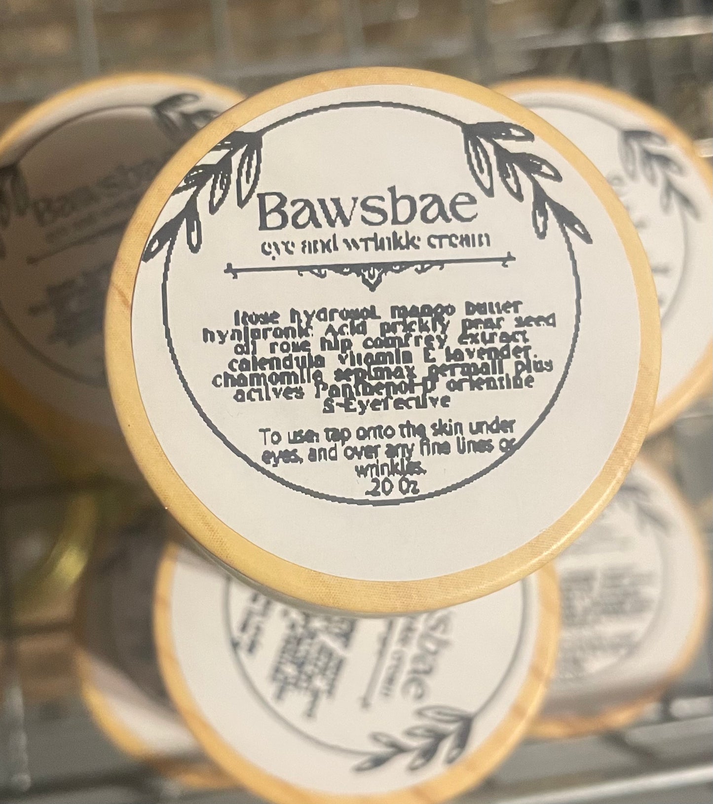 BawsBae Eye & Wrinkle cream 1/2 oz glass jar