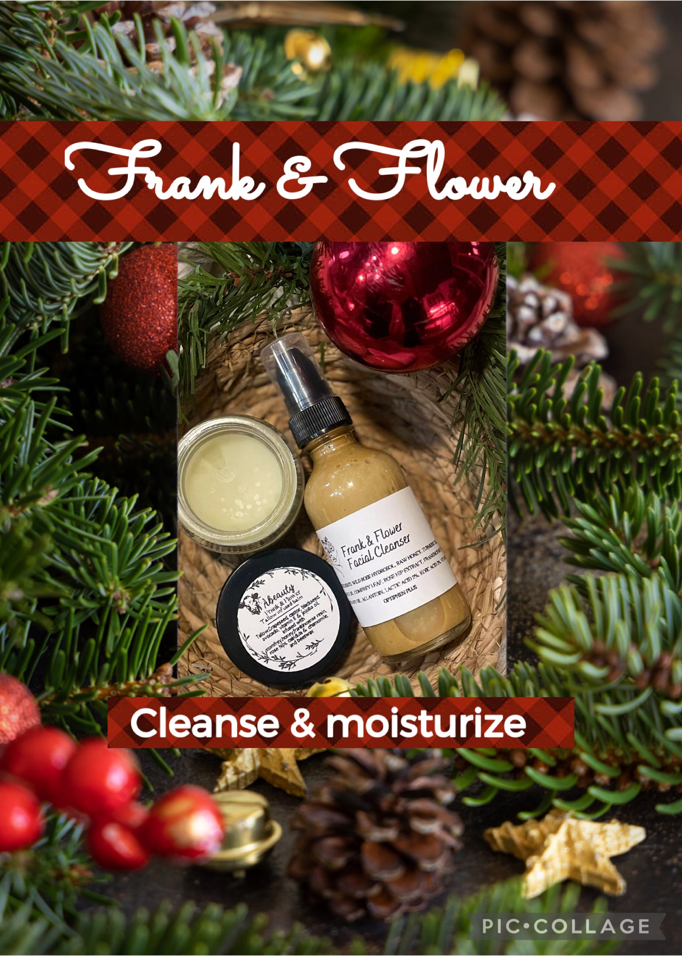 Frank & Flower foaming cleanser and moisturizing night balm gift set